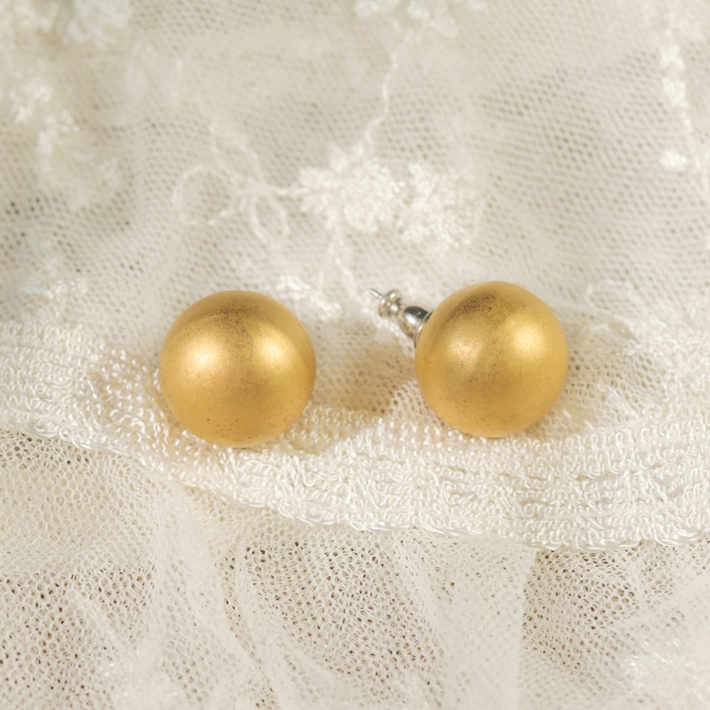 Vintage 80s to 90s Signed Napier gold large bead round earrings